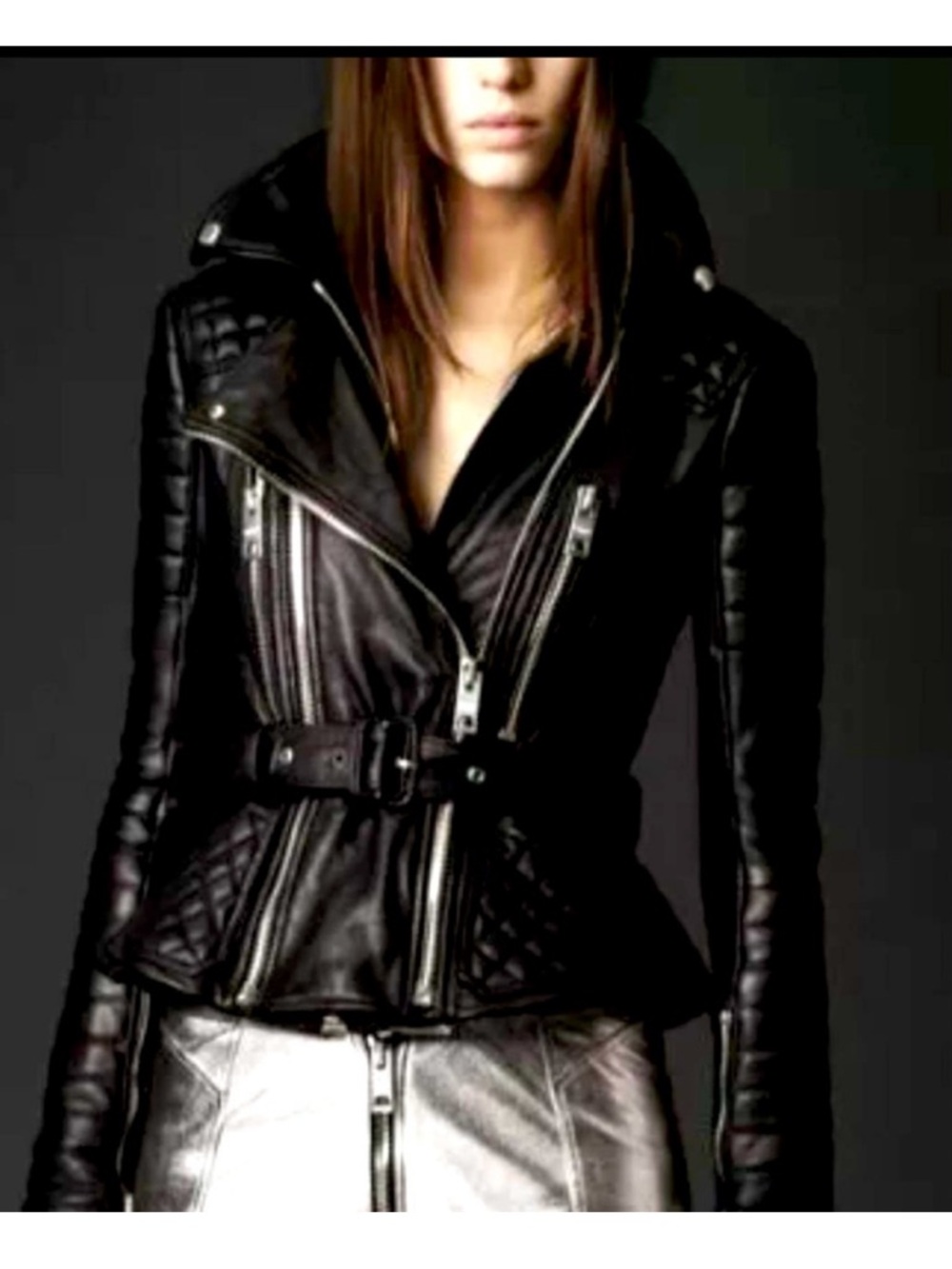 Burberry Prorsum Belted
Quilted Diamond Leather Moto
Biker Jacket